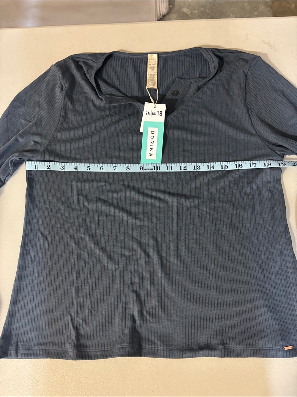 Women's Ribbed Long Sleeve Top in Slate Blue